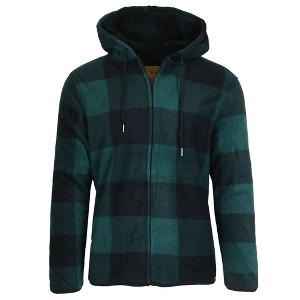 Galaxy J. Come Men's Modern Fit  Heavyweight Polar Fleece Plaid Hoodie With Faux Shearling Lining - 1 of 2