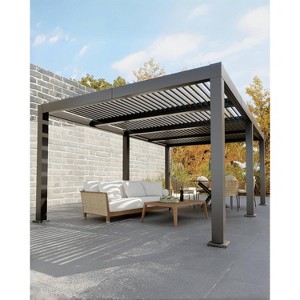 All-Aluminum Louvered Pergola, Outdoor Pergola with Adjustable Louvered Roof, Reinforced Frame, Integrated Drainage System, Hardtop Gazebo for Patio - 1 of 4