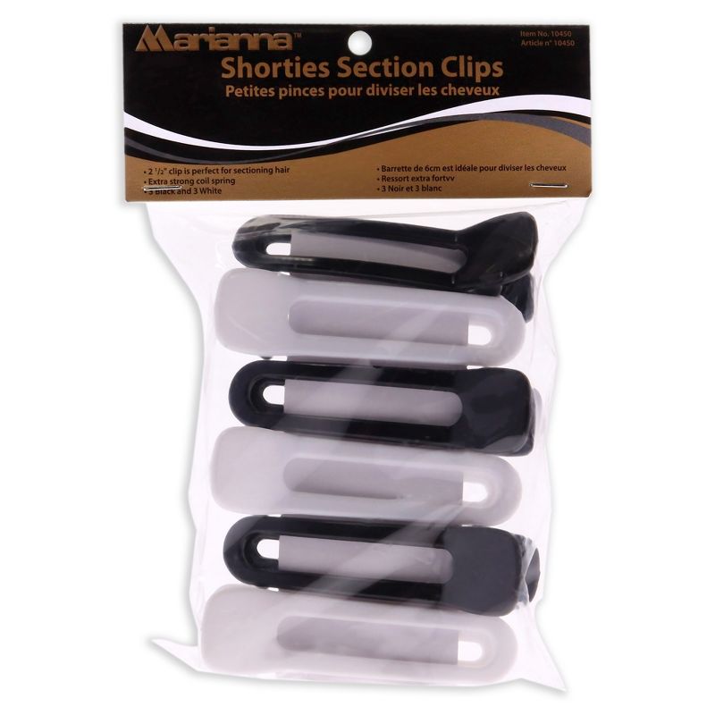 Shorties Section Clips - White-Black by Marianna for Women - 6 Pc Hair Clips, 3 of 4