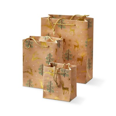 TAG Woodland Gift Bag - Multicolor Paper Gift Bags for Christmas - 5" L x 5.5" W x 3" H - Perfect for Holiday Gifts