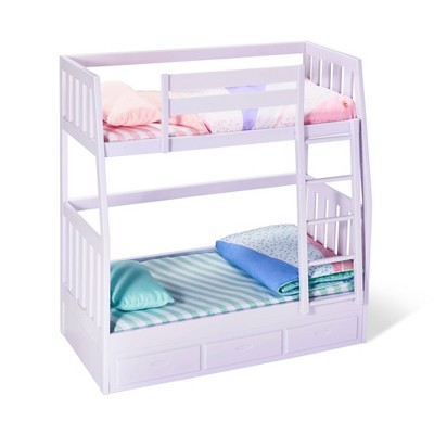 Plastic Bunk Bed Bedroom Furniture Bed Set for dolls Dollhouse Pink High quality 