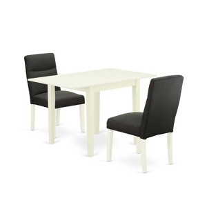 HomeStock 3-Piece Linen White Finish Solid Wood Top Dining Table Set - 1 of 4