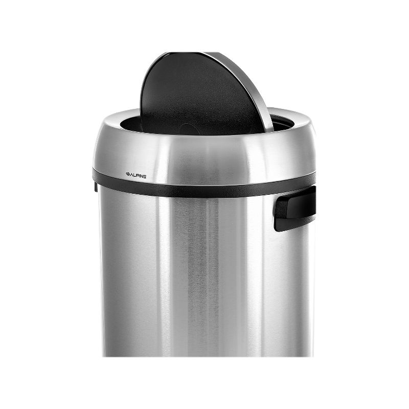 Alpine Industries Stainless Steel Commercial Indoor Trash Can with Swing Lid 17-Gallon, 5 of 8