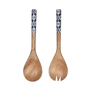 Transpac Wood 11 in. Brown Spring Enamel Ikat Serving Spoons Set of 2 - 1 of 1