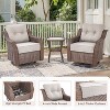 3 Pieces Outdoor Gliders Chairs Swivel Chairs with Side Table Set of 3 - 4 of 4
