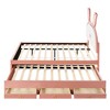 Okak Full Platform Bed Frame with Upholstered 3 Drawers Rabbit-Shaped Headboard for Kids Noise-Free Bed with LED Lights Easy Assembly, Pink - 4 of 4