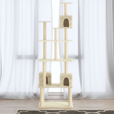 vidaXL Cat Tree Cream Engineered wood, plush, sisal 74.0 in tall Storage