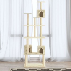 vidaXL Cat Tree Cream Engineered wood, plush, sisal 74.0 in tall Storage - 1 of 4