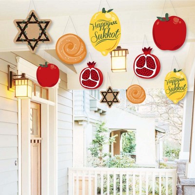 Big Dot of Happiness Hanging Sukkot - Outdoor Sukkah Hanging Porch & Tree Yard Decorations - 10 Pieces