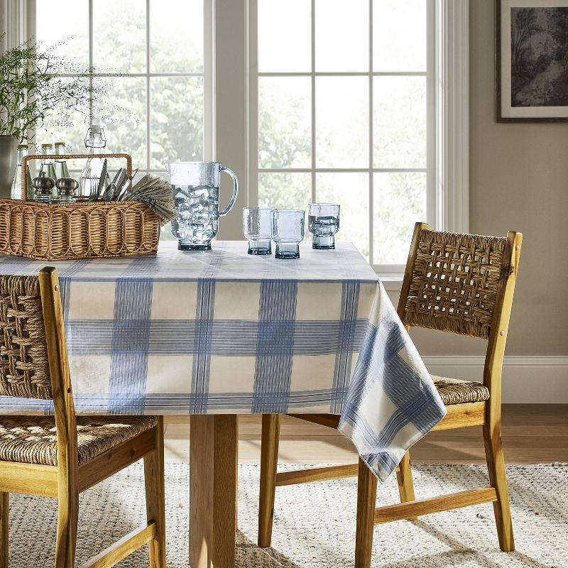 60&#34;x84&#34; Oiled Tablecloth Blue Plaid - Threshold&#8482; designed with Studio McGee, 3 of 5