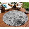 Gray Charcoal And Silver Abstract Washable Indoor Outdoor Area Rug - 2 of 4