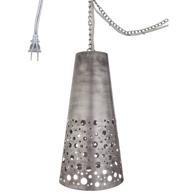 12.75" Metal Bubble Pierced Cone Pendant - River of Goods