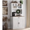 Kitchen Pantry Cabinet with Microwave Stand, 71”Freestanding Tall Kitchen Cabinet with Doors and Shelves for Dining Room - 3 of 4
