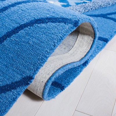 Blue and Ivory Hand Tufted Wool Silk Area Rug