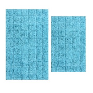Knightsbridge Stylish And Comfortable Traditional Summer Tile Design 2 PC Cotton Bath Rug Set 20"x30" & 24"x40" Stone - 1 of 4