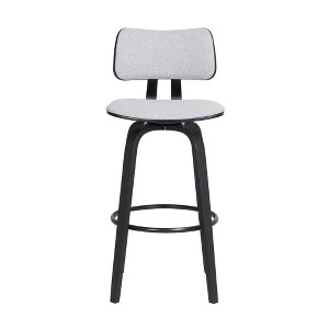 HomeRoots 30" Light Gray And Black Fabric Swivel Low Back Bar Height Bar Chair - 1 of 4