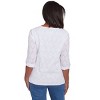 Alfred Dunner Womens White Textured Split Neck Top - 2 of 4
