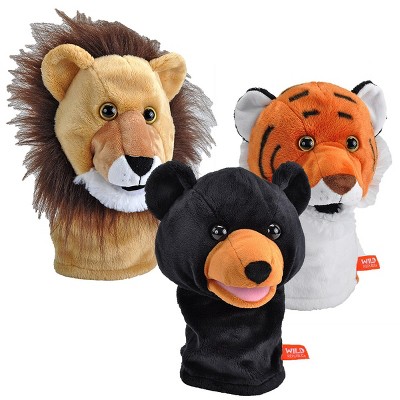 Wild Republic Wild Calls Puppet Set with Realistic Sounds - Set of 3 - Lion, Tiger & Bear