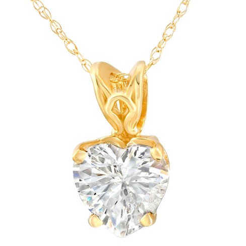 Pompeii3 7mm Heart Shape Women's White Topaz Pendant 14k White or Yellow Gold Necklace - image 1 of 4