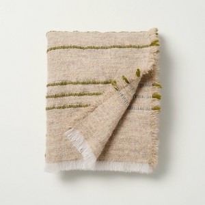 Cozy Stripe Throw Blanket Green/Tan - Hearth & Hand™ with Magnolia - 1 of 3