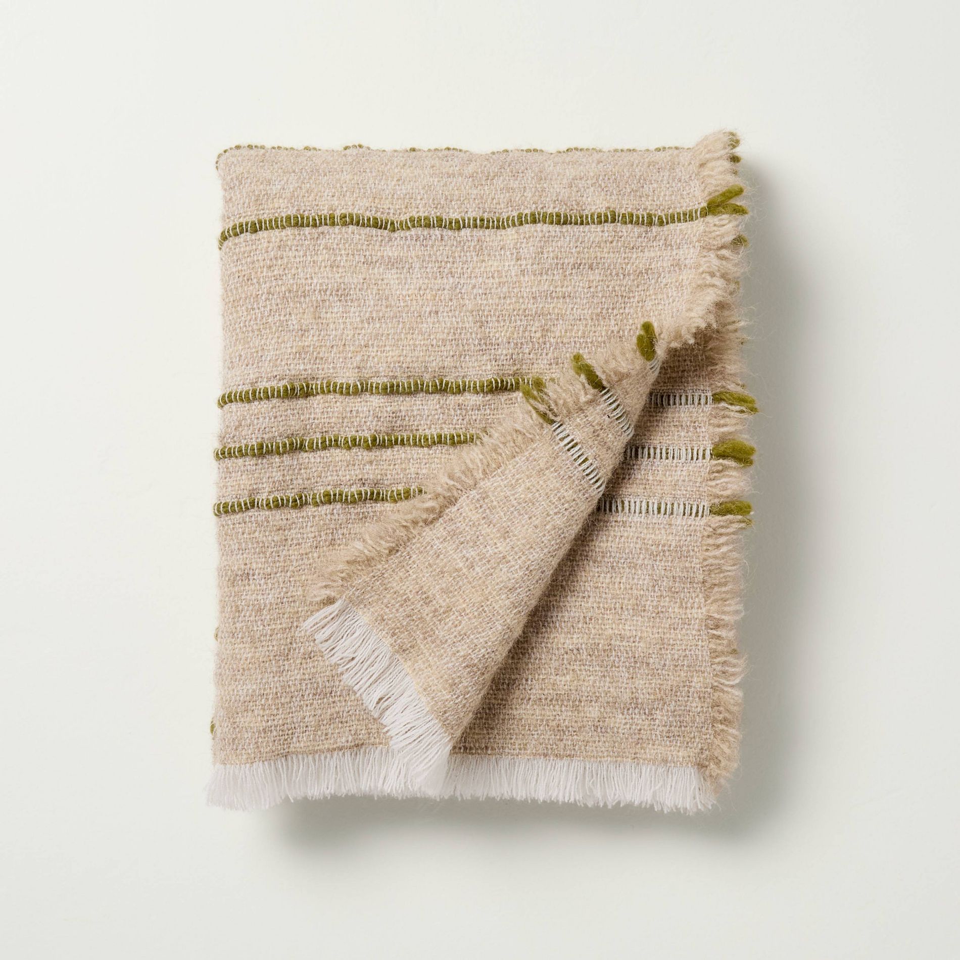Cozy Stripe Throw Blanket Green/Tan - Hearth & Hand™ with Magnolia