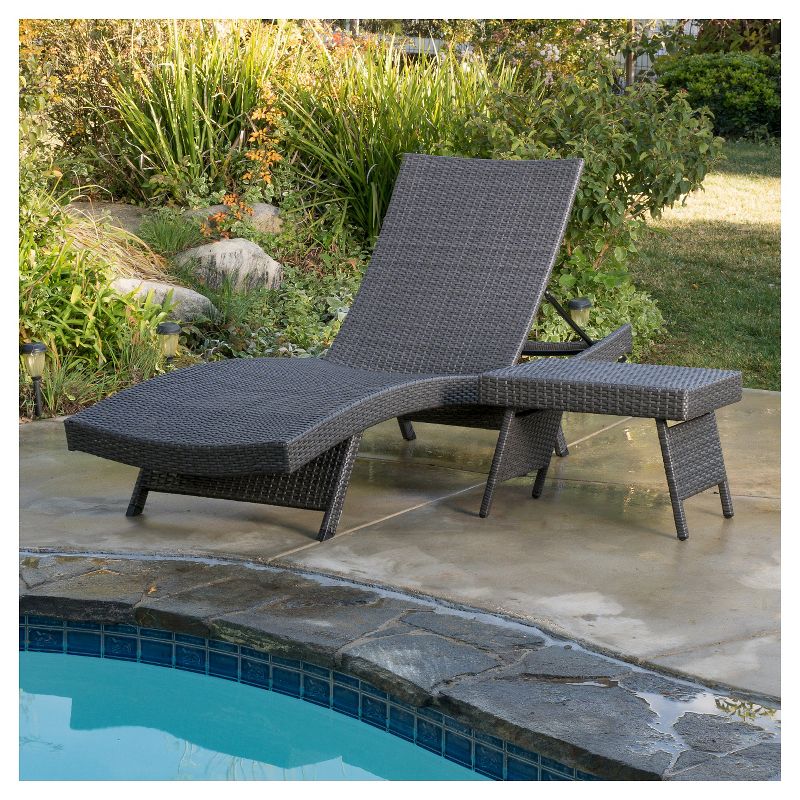 Salem 2pc Wicker Adjustable Chaise Lounge and Table Set - Gray - Christopher Knight Home, 3 of 6