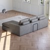 99-Inch Beige L-Shaped Modern Upholstered Sectional Sofa with Three pillows, Corduroy Sectional Sofa for Living Room and Bedroom - 2 of 4