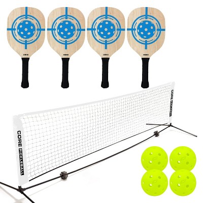 CORE Pickleball - Half Court Size Pickleball Net by CORE Pickleball - Includes 10ft Net, (4) Paddles, and (4) USA Pickleball Approved Pickleballs