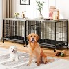 Whizmax Dog Crate Furniture, 38.6'' Wooden Dog Kennel with Wheels and Double Door, Decorative Pet House with Removable Tray for Living Room, Bedroom - 2 of 4