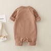 MyKids-USA Brown Solid Color Knitted Quality Soft Romper - 2 of 4