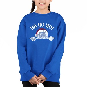 LA Pop Art Peeking Santa - Girl's Word Art Crewneck Sweatshirt - 1 of 4