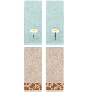 REGALWOVEN 4 Pcs Bathroom Soft Cotton Absorbent Hands Towels - 1 of 4