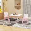 ModernLuxe 3PCS Kid Table and Chair Set, Wooden Toddler Desk with Animal Backrest Chairs, Wooden Children Activity Play Table Set, Pink+White - 2 of 4