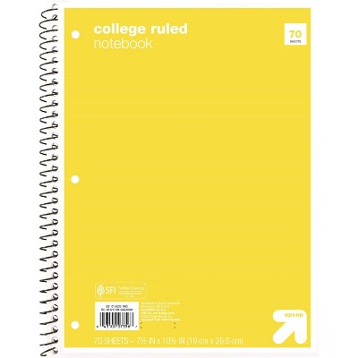 Photo 1 of College Ruled Yellow 1 Subject Flexible Paperboard Cover Spiral Notebook 16 count 