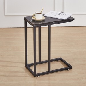 VECELO C Shaped End Table for Sofa Couch and Bed, Small Side Table for Living Room Bedroom, Snack TV Tray Laptop Table with Metal Frame, - 1 of 4