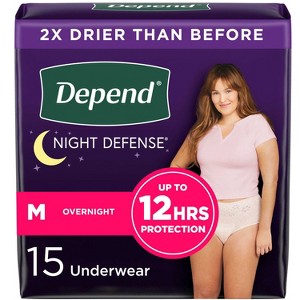 Depend Night Defense Adult Incontinence Underwear for Women - Overnight Absorbency - Blush - 1 of 4