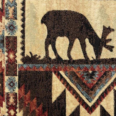 Buffalo Southwest Lodge Wildlife 94" Red Synthetic Area Rug