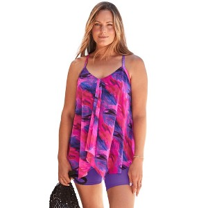 Swim 365 Longer-Length Mesh Tankini Top - 1 of 4