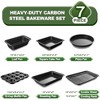 Itopfox Nonstick Bakeware Set, 7-Piece Carbon Steel Baking Pans with Cooling Rack, Stackable Design, Perfect for Cakes, Muffins, Pizza and More - 2 of 4
