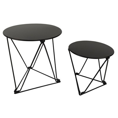 VIP Metal 10.75 in. Black Crossed Triangles Stand Set of 2