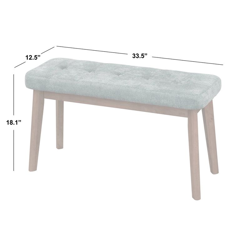Nettie Mid-Century Modern Upholstered Bench Walnut/Teal - Buylateral, 6 of 7