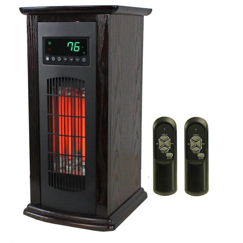 LifeSmart HT1029 1500 Watt Portable 21 Inch Electric Infrared Quartz Tower Space Heater for Indoor Use with 3 Heating Elements and 2 Remotes, Black, 1 of 7
