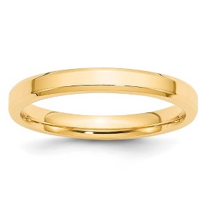 Black Bow Jewelry 3mm 10K White or Yellow Gold Beveled Edge Comfort Fit Band - 1 of 4