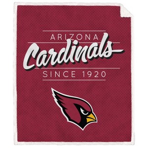 NFL Arizona Cardinals Legacy Script Faux Shearling Flannel Fleece Blanket - 1 of 3