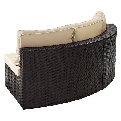 Catalina Wicker and Plastic 3-Seat Outdoor Sectional Sofa in Sand