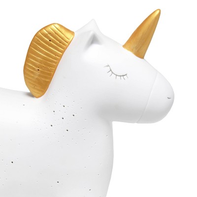 White Porcelain Unicorn Night Light with Gold Trim