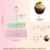 Unique Bargains 3 Tier Dessert Cupcake Stand Holder Square Tiered Serving Tray for Donuts Fruits White Pink Green Gold Tone - 2 of 4