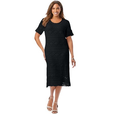 Jessica London Women's Plus Size Crochet Dress