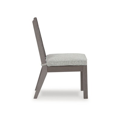 Gray Weatherwood Armless Outdoor Dining Chairs with Cushions (Set of 2)