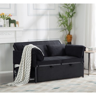 VYNXARIA 46inch Pull-out Sleeper Sofa bed, can be easily converted into a twin size bed,Black